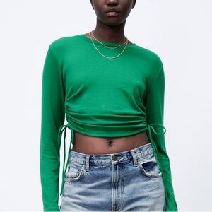 ZARA Ribbed long sleeve blouse